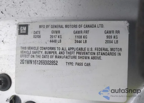 2006 Chevrolet Monte Carlo Ltz из США, поврежденный, VIN 2G1WN161269302852